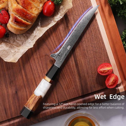 Boning Knife 5.5 Inch, Sharp Trimming & Fillet Knife for Meat, Brisket & Fish, Japanese Style (BLACK-ROSE Series)