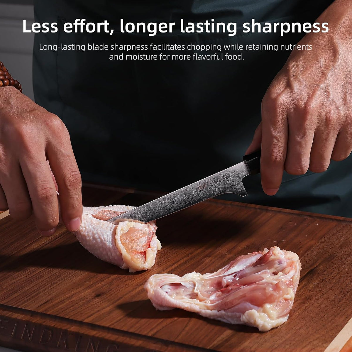 Boning Knife 5.5 Inch, Sharp Trimming & Fillet Knife for Meat, Brisket & Fish, Japanese Style (BLACK-ROSE Series)