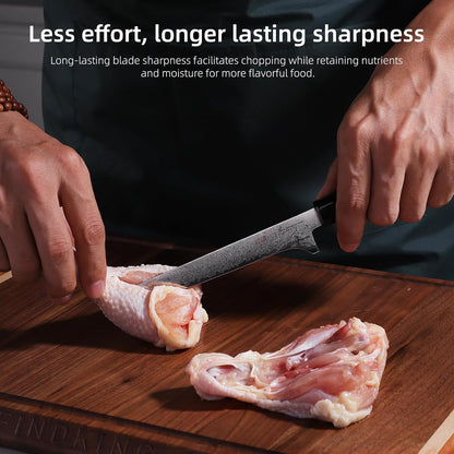 Boning Knife 5.5 Inch, Sharp Trimming & Fillet Knife for Meat, Brisket & Fish, Japanese Style (BLACK-ROSE Series)