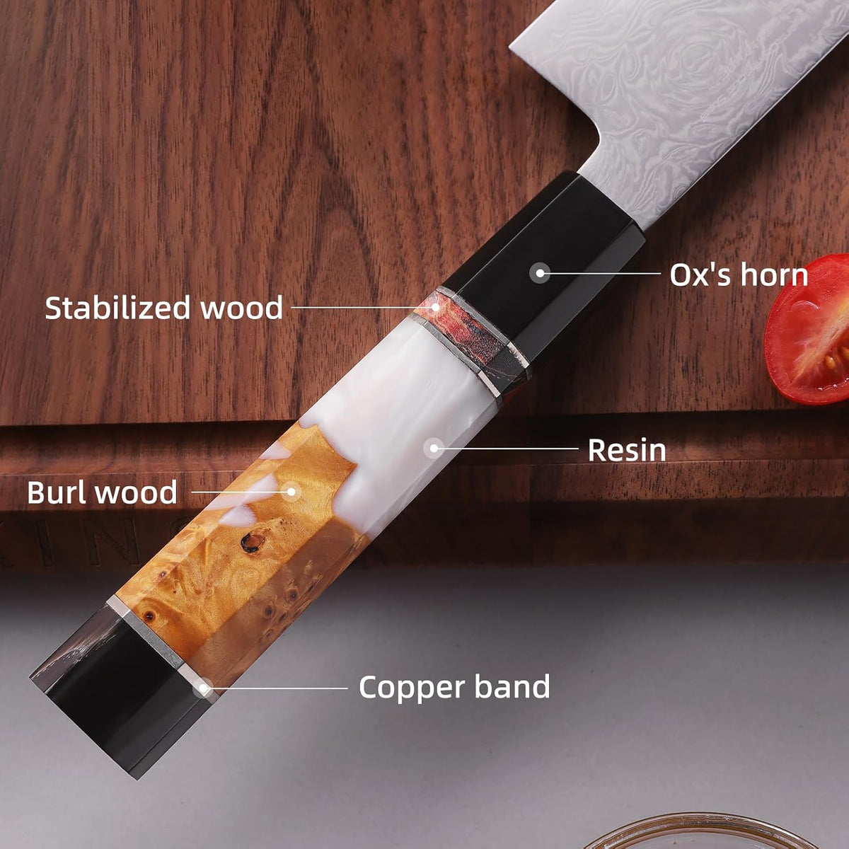 Boning Knife 5.5 Inch, Sharp Trimming & Fillet Knife for Meat, Brisket & Fish, Japanese Style (BLACK-ROSE Series)