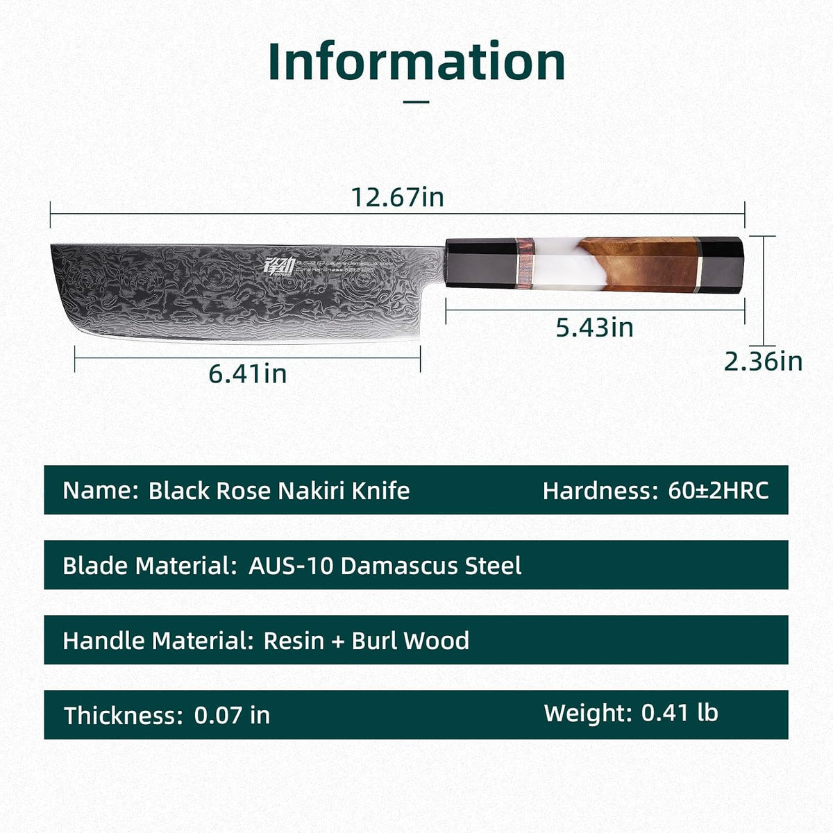 Boning Knife 5.5 Inch, Sharp Trimming & Fillet Knife for Meat, Brisket & Fish, Japanese Style (BLACK-ROSE Series)