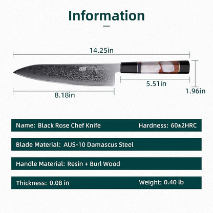 Boning Knife 5.5 Inch, Sharp Trimming & Fillet Knife for Meat, Brisket & Fish, Japanese Style (BLACK-ROSE Series)