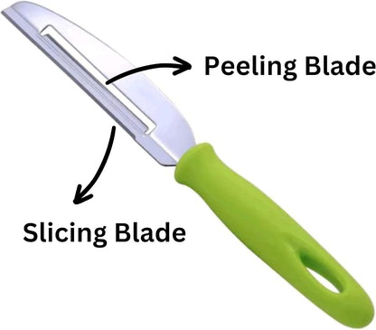 Fruit Peeler Cutter Vegetable Knife Double Blade Stainless Steel for Kitchen/Cut Slice and Peeling Knives for Chef 4 inches (Double Blade Green)