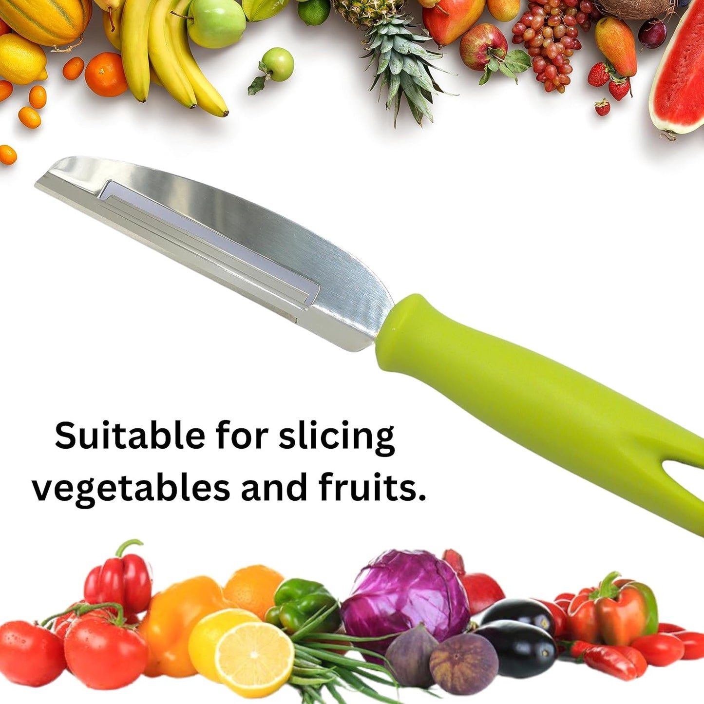 Fruit Peeler Cutter Vegetable Knife Double Blade Stainless Steel for Kitchen/Cut Slice and Peeling Knives for Chef 4 inches (Double Blade Green)