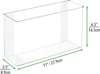 Plastic Adhesive Mount Storage Organizer Container for Kitchen or Pantry Wall Organization - Space Saving Holder for Sandwich Bags, Foil - 11" Wide - Ligne Collection - Clear