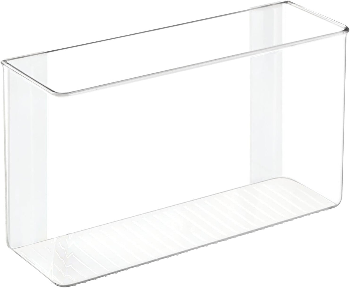 Plastic Adhesive Mount Storage Organizer Container for Kitchen or Pantry Wall Organization - Space Saving Holder for Sandwich Bags, Foil - 11" Wide - Ligne Collection - Clear
