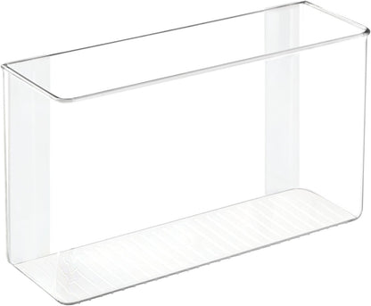 Plastic Adhesive Mount Storage Organizer Container for Kitchen or Pantry Wall Organization - Space Saving Holder for Sandwich Bags, Foil - 11" Wide - Ligne Collection - Clear