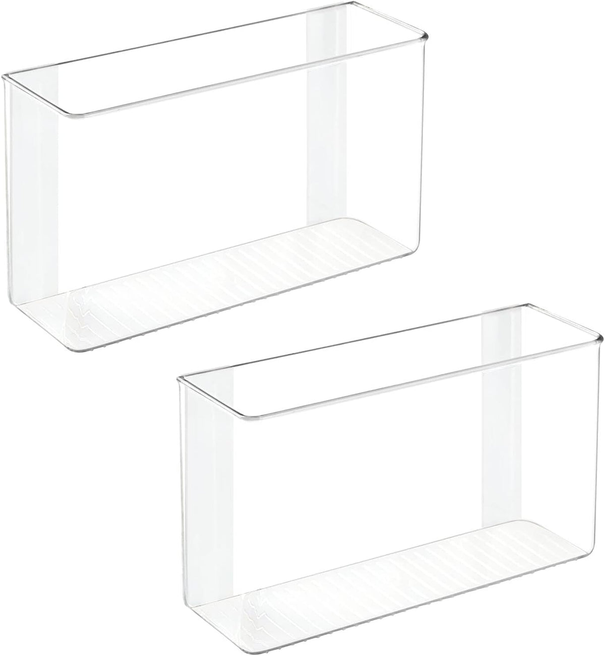 Plastic Adhesive Mount Storage Organizer Container for Kitchen or Pantry Wall Organization - Space Saving Holder for Sandwich Bags, Foil - 11" Wide - Ligne Collection - Clear