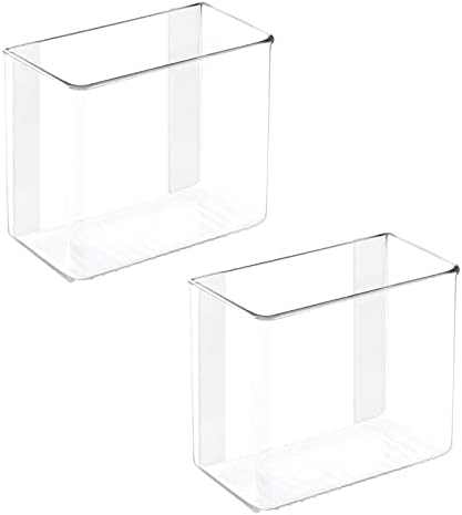 Plastic Adhesive Mount Storage Organizer Container for Kitchen or Pantry Wall Organization - Space Saving Holder for Sandwich Bags, Foil - 11" Wide - Ligne Collection - Clear
