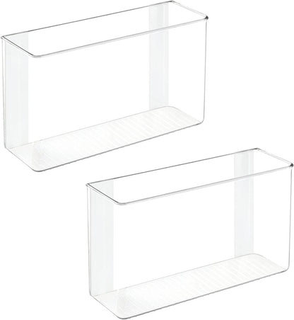 Plastic Adhesive Mount Storage Organizer Container for Kitchen or Pantry Wall Organization - Space Saving Holder for Sandwich Bags, Foil - 11" Wide - Ligne Collection - Clear