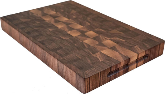 Medium American Walnut End Grain Cutting Board | Handmade in USA, Premium, Hand Crafted, Butcher Block for Kitchen