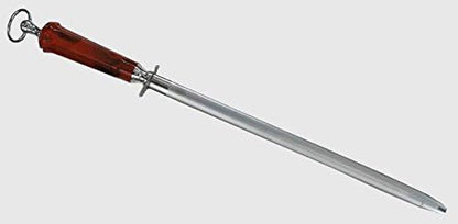 14" High Carbon Honing Steel With Red Handle -Diamond Grain Coating (Flat)
