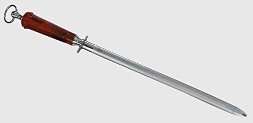 14" High Carbon Honing Steel With Red Handle -Diamond Grain Coating (Flat)