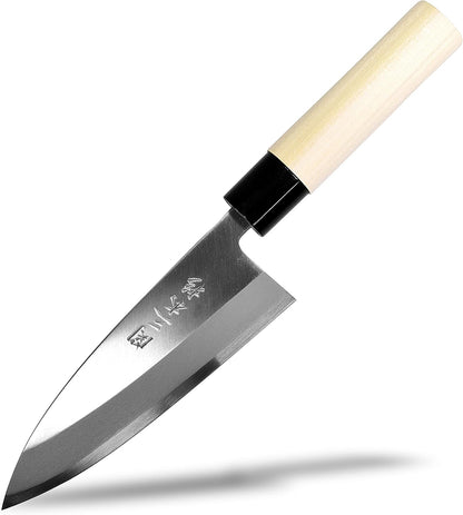 Japanese Deba Knife 5.9" 150mm Left Handed Seki Sanbonsugi Magnolia Handle | High Carbon White Steel Made in Japan