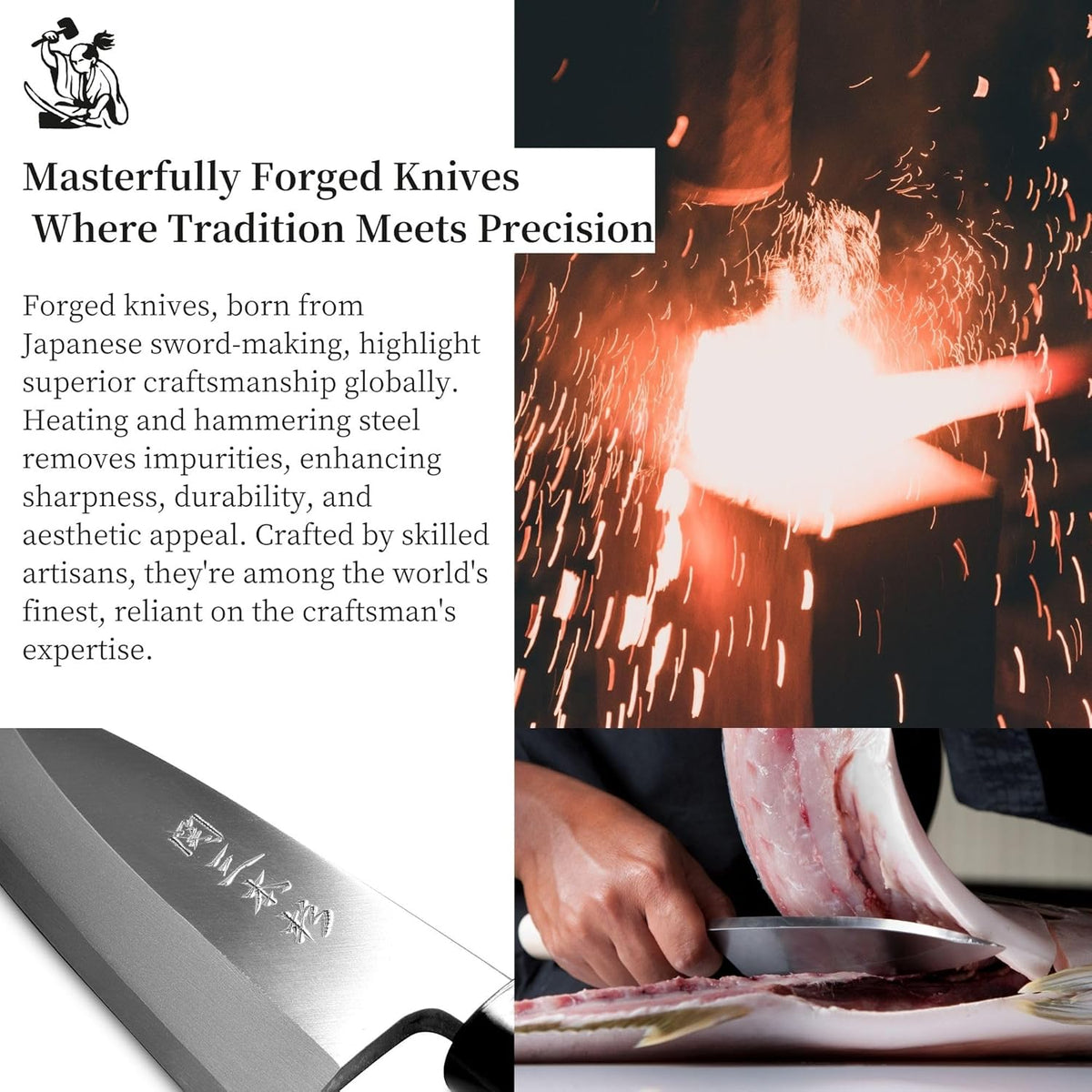 Japanese Deba Knife 5.9" 150mm Left Handed Seki Sanbonsugi Magnolia Handle | High Carbon White Steel Made in Japan