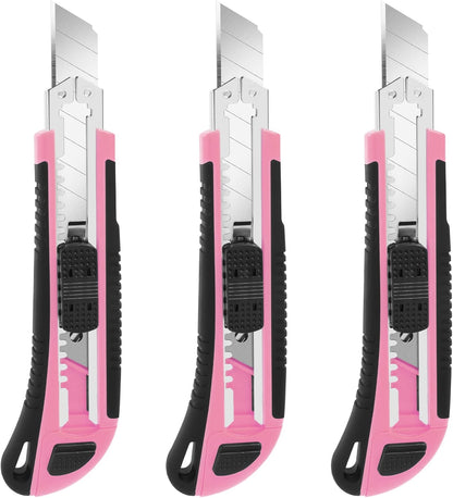 3Pack Box Cutter Retractable, Snap Off Utility Knife, Razor Knife