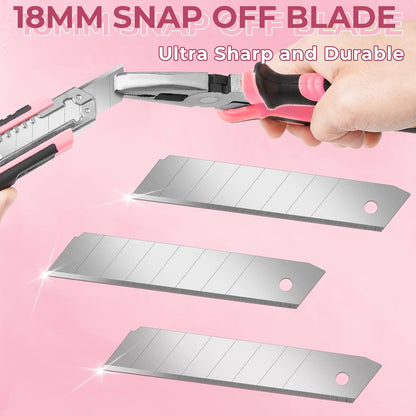 3Pack Box Cutter Retractable, Snap Off Utility Knife, Razor Knife