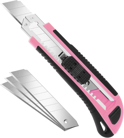3Pack Box Cutter Retractable, Snap Off Utility Knife, Razor Knife