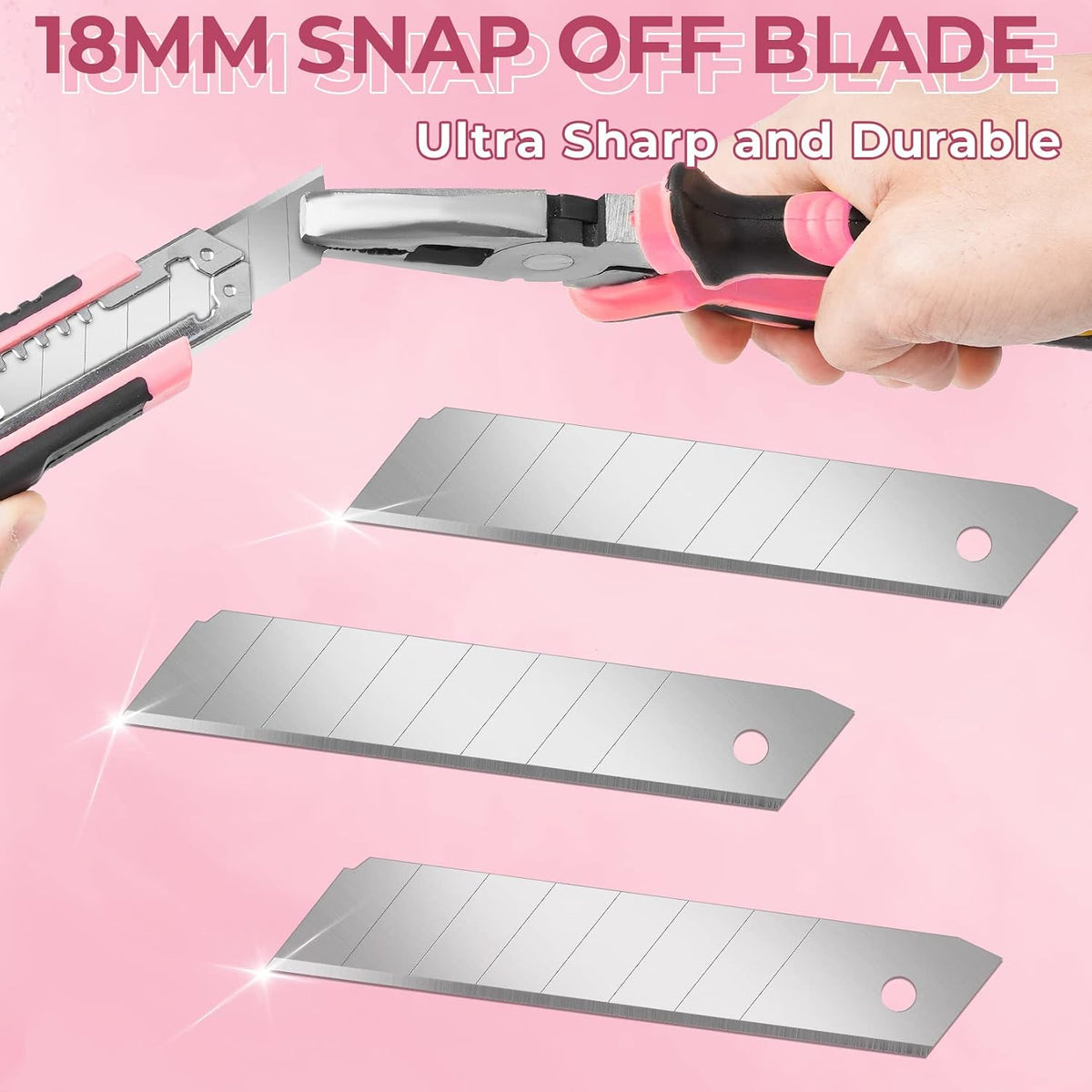 3Pack Box Cutter Retractable, Snap Off Utility Knife, Razor Knife