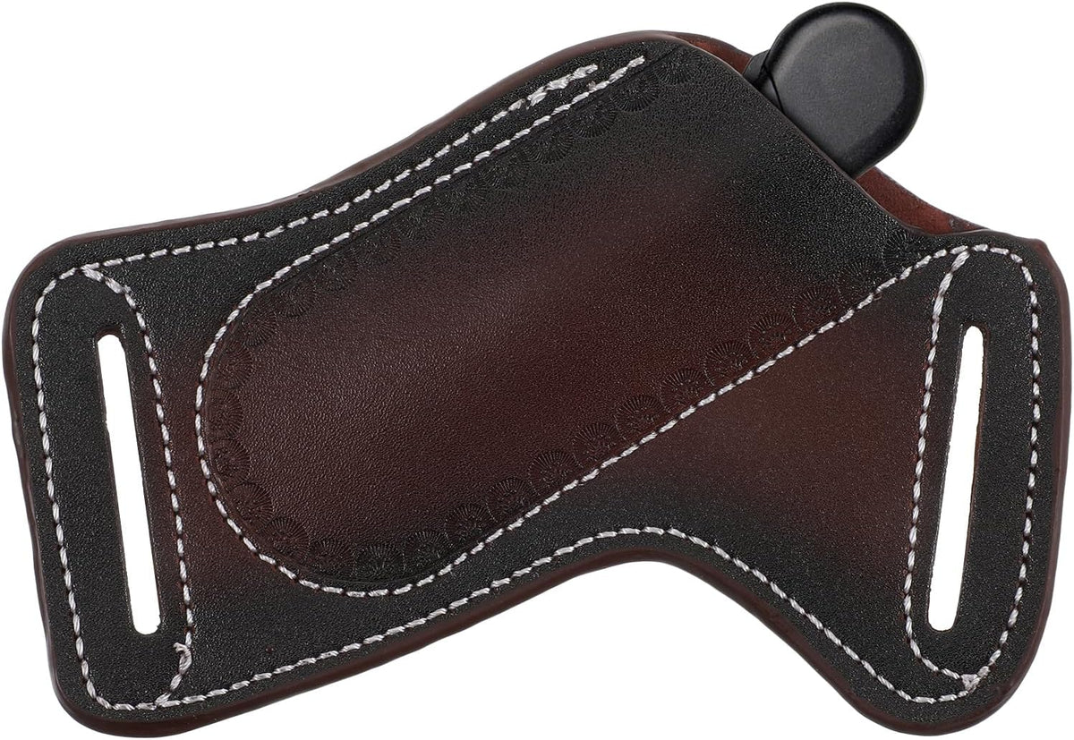 Leather Knife Sheath, Folding Pocket Knife Holder for Belt Compact EDC Leather Sheath for Carrying Folding Knives (Brown)