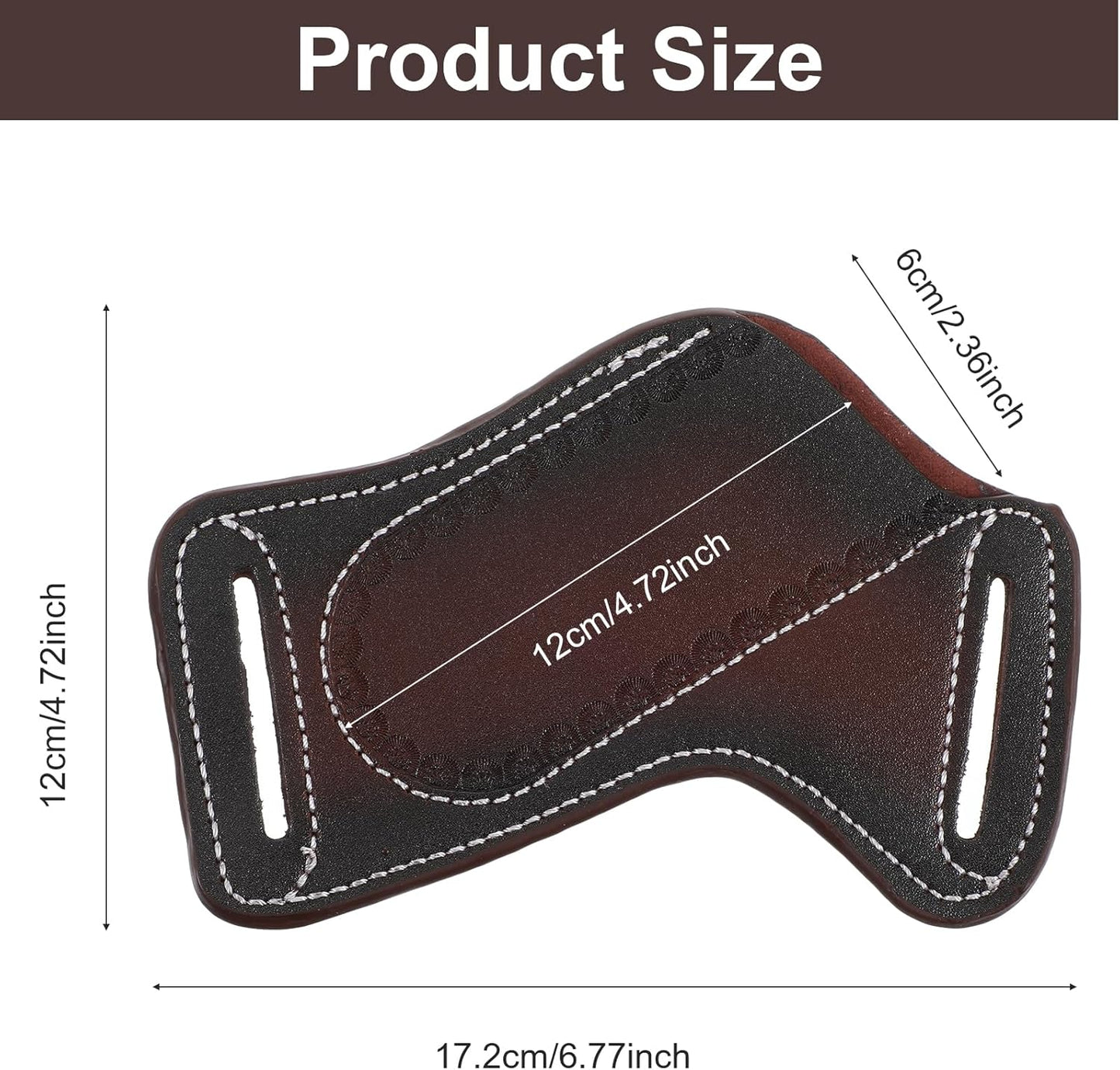 Leather Knife Sheath, Folding Pocket Knife Holder for Belt Compact EDC Leather Sheath for Carrying Folding Knives (Brown)