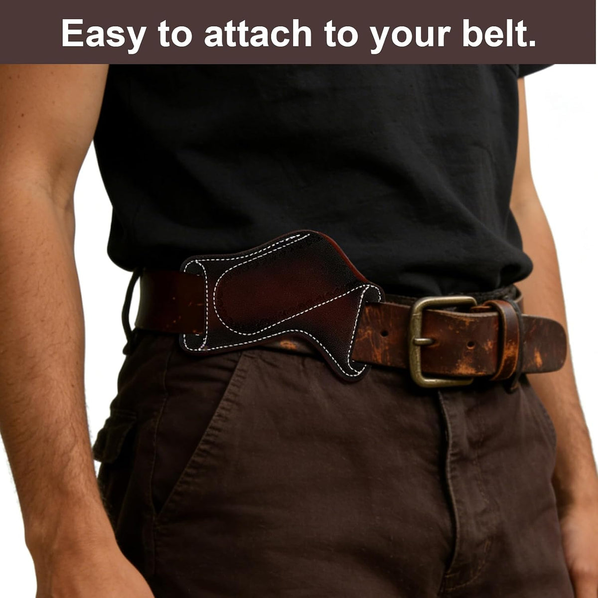 Leather Knife Sheath, Folding Pocket Knife Holder for Belt Compact EDC Leather Sheath for Carrying Folding Knives (Brown)