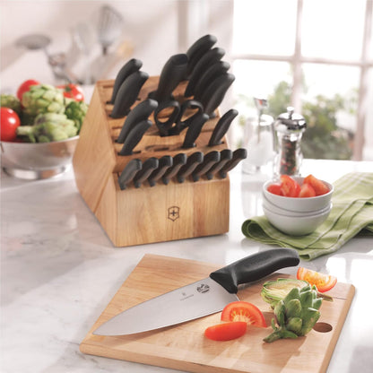 Swiss Classic Knife Block - Kitchen Knife Set with Block for Home Essentials - Includes Chef's Knife, Kitchen Shears & More - Black Handles, 22-Piece Set