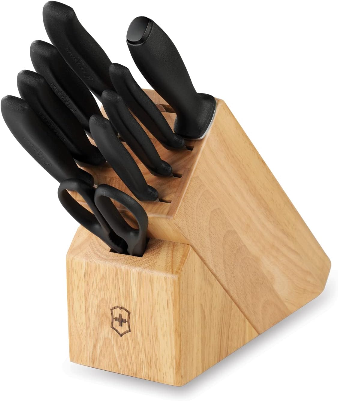 Swiss Classic Knife Block - Kitchen Knife Set with Block for Home Essentials - Includes Chef's Knife, Kitchen Shears & More - Black Handles, 22-Piece Set