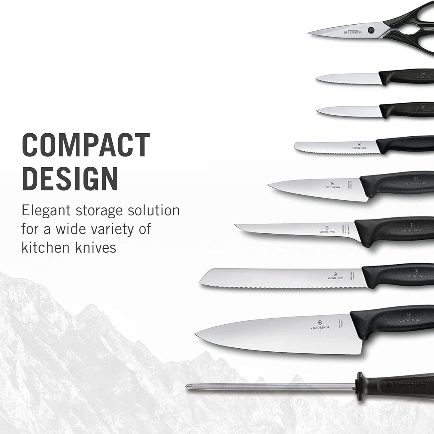 Swiss Classic Knife Block - Kitchen Knife Set with Block for Home Essentials - Includes Chef's Knife, Kitchen Shears & More - Black Handles, 22-Piece Set