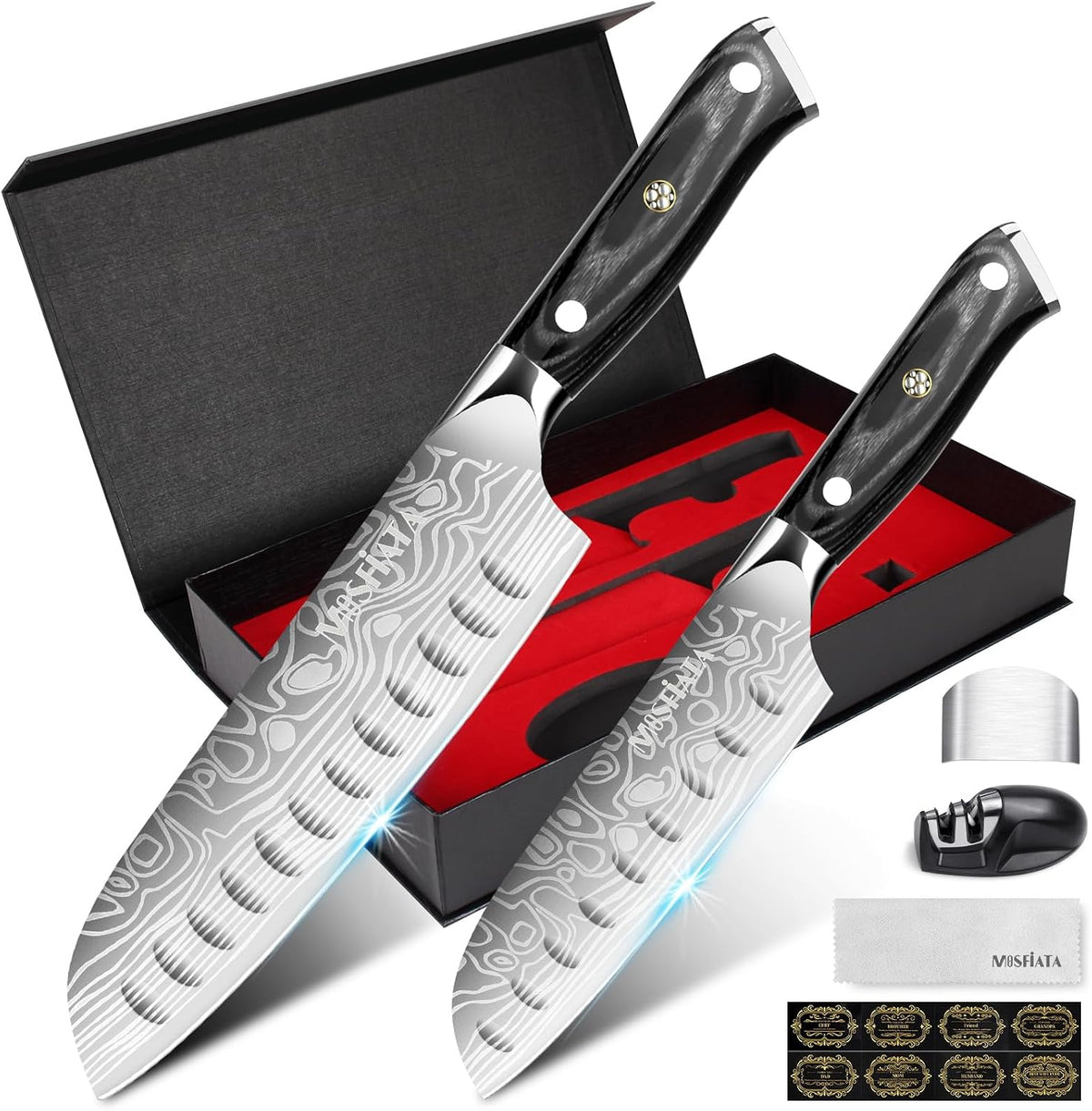 7" Santoku Knife with 5.5inch Santoku Knife, German High Carbon Stainless Steel EN.4116