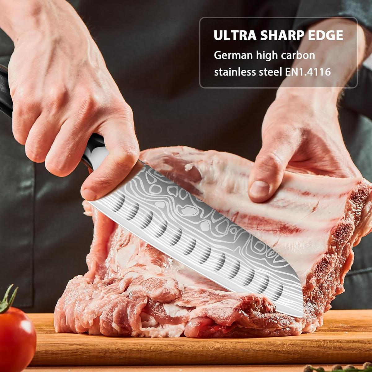 7" Santoku Knife with 5.5inch Santoku Knife, German High Carbon Stainless Steel EN.4116