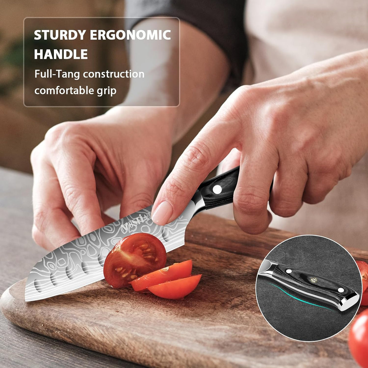 7" Santoku Knife with 5.5inch Santoku Knife, German High Carbon Stainless Steel EN.4116
