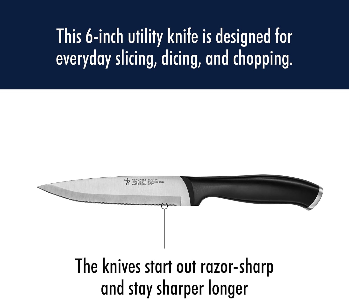 Silvercap Razor-Sharp 6-inch Utility Knife, Tomato Knife, German Engineered Informed by 100+ Years of Mastery