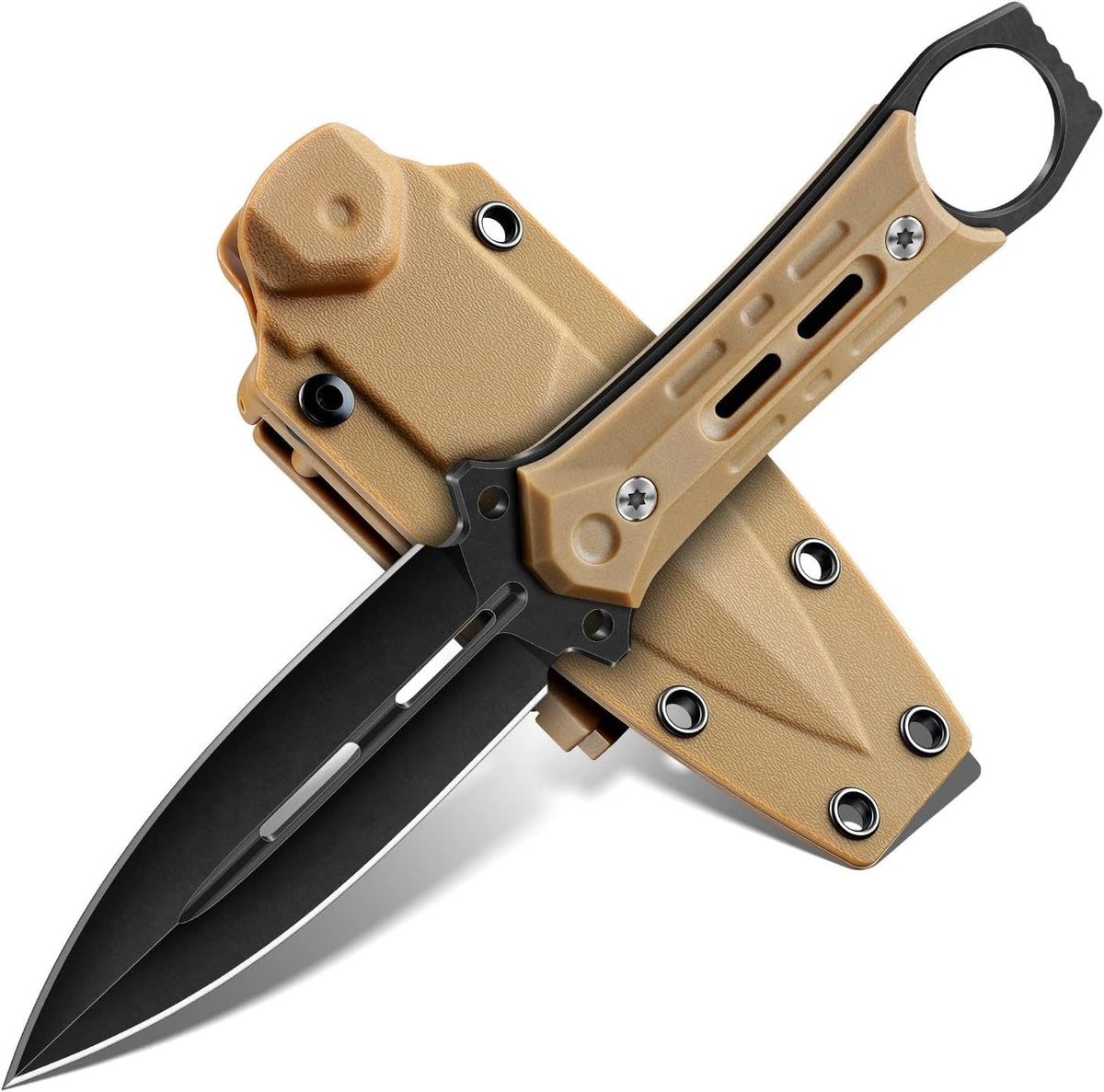 Tactical Fixed Blade Knife with Sheath - Survival Knives for Men | Full Tang D2 Steel Outdoor Camping Knife, Ergonomic Non-Slip Handle, Lightweight Design for Easy Carry, Gifts for Men