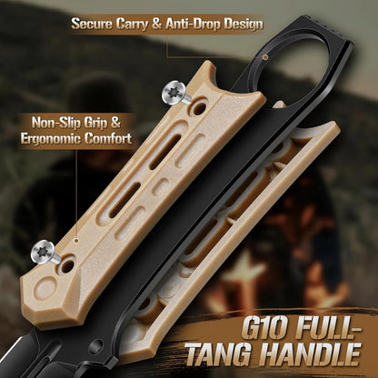 Tactical Fixed Blade Knife with Sheath - Survival Knives for Men | Full Tang D2 Steel Outdoor Camping Knife, Ergonomic Non-Slip Handle, Lightweight Design for Easy Carry, Gifts for Men