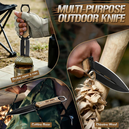 Tactical Fixed Blade Knife with Sheath - Survival Knives for Men | Full Tang D2 Steel Outdoor Camping Knife, Ergonomic Non-Slip Handle, Lightweight Design for Easy Carry, Gifts for Men