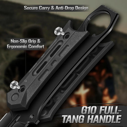 Tactical Fixed Blade Knife with Sheath - Survival Knives for Men | Full Tang D2 Steel Outdoor Camping Knife, Ergonomic Non-Slip Handle, Lightweight Design for Easy Carry, Gifts for Men