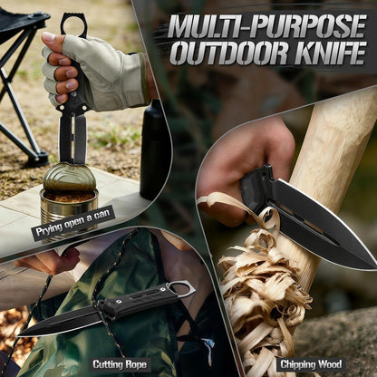 Tactical Fixed Blade Knife with Sheath - Survival Knives for Men | Full Tang D2 Steel Outdoor Camping Knife, Ergonomic Non-Slip Handle, Lightweight Design for Easy Carry, Gifts for Men
