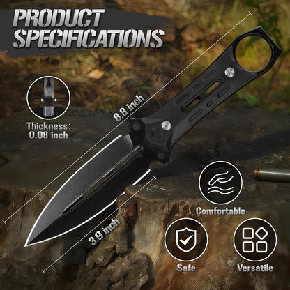 Tactical Fixed Blade Knife with Sheath - Survival Knives for Men | Full Tang D2 Steel Outdoor Camping Knife, Ergonomic Non-Slip Handle, Lightweight Design for Easy Carry, Gifts for Men