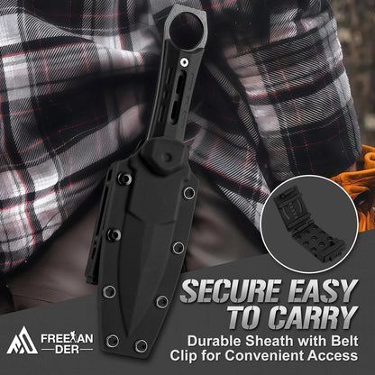 Tactical Fixed Blade Knife with Sheath - Survival Knives for Men | Full Tang D2 Steel Outdoor Camping Knife, Ergonomic Non-Slip Handle, Lightweight Design for Easy Carry, Gifts for Men