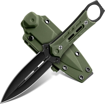 Tactical Fixed Blade Knife with Sheath - Survival Knives for Men | Full Tang D2 Steel Outdoor Camping Knife, Ergonomic Non-Slip Handle, Lightweight Design for Easy Carry, Gifts for Men