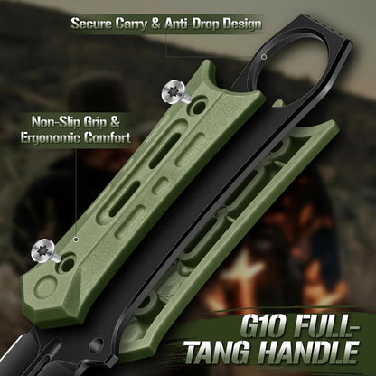 Tactical Fixed Blade Knife with Sheath - Survival Knives for Men | Full Tang D2 Steel Outdoor Camping Knife, Ergonomic Non-Slip Handle, Lightweight Design for Easy Carry, Gifts for Men