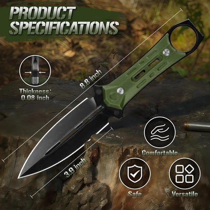 Tactical Fixed Blade Knife with Sheath - Survival Knives for Men | Full Tang D2 Steel Outdoor Camping Knife, Ergonomic Non-Slip Handle, Lightweight Design for Easy Carry, Gifts for Men
