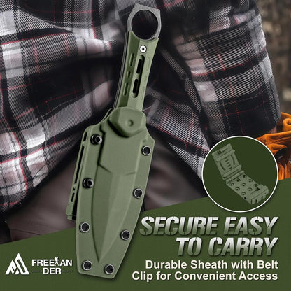 Tactical Fixed Blade Knife with Sheath - Survival Knives for Men | Full Tang D2 Steel Outdoor Camping Knife, Ergonomic Non-Slip Handle, Lightweight Design for Easy Carry, Gifts for Men