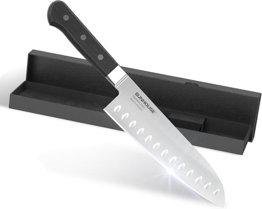 7 Inch Santoku Knife - Japanese AUS-8 High Carbon Steel Professional Chef Knife - Kitchen Gadgets 2026, Apartment Essentials, Mothers Day Gift for Mom Wife Her