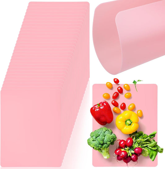 30 Pcs Plastic Flexible Cutting Boards for Kitchen 15 x 12 Inch, Pink Frosted Cutting Mats Sheets Dishwasher Safe for Kitchen Food