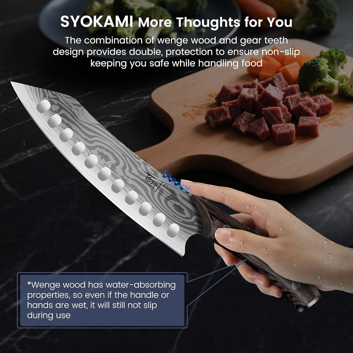 Cleaver Chef Knife with Herb Stripper, 7" Asian Kitchen Knife