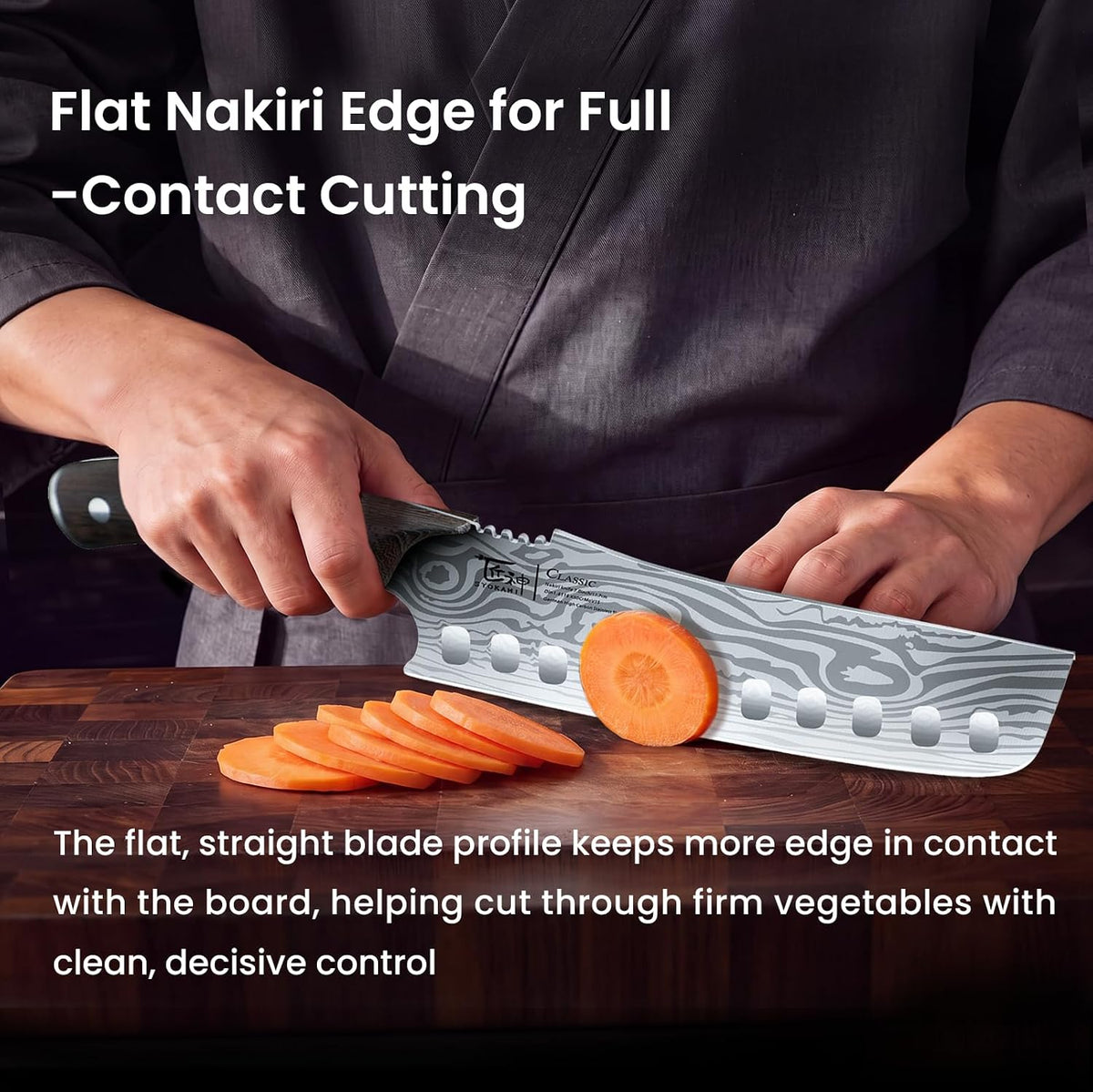 Cleaver Chef Knife with Herb Stripper, 7" Asian Kitchen Knife