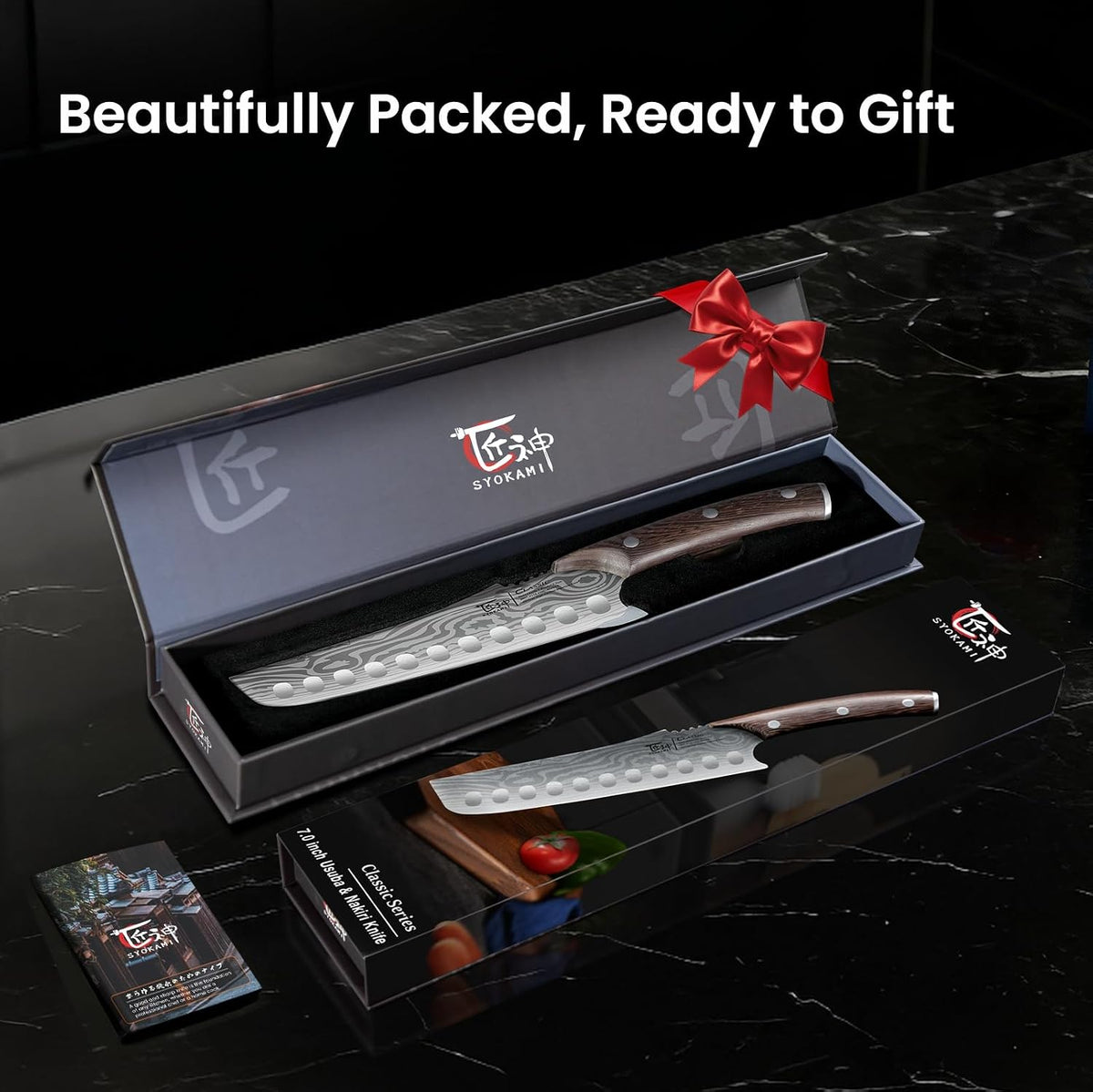 Cleaver Chef Knife with Herb Stripper, 7" Asian Kitchen Knife