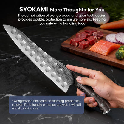 Cleaver Chef Knife with Herb Stripper, 7" Asian Kitchen Knife